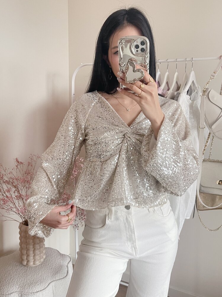 Gala Sequin Top / Champagne