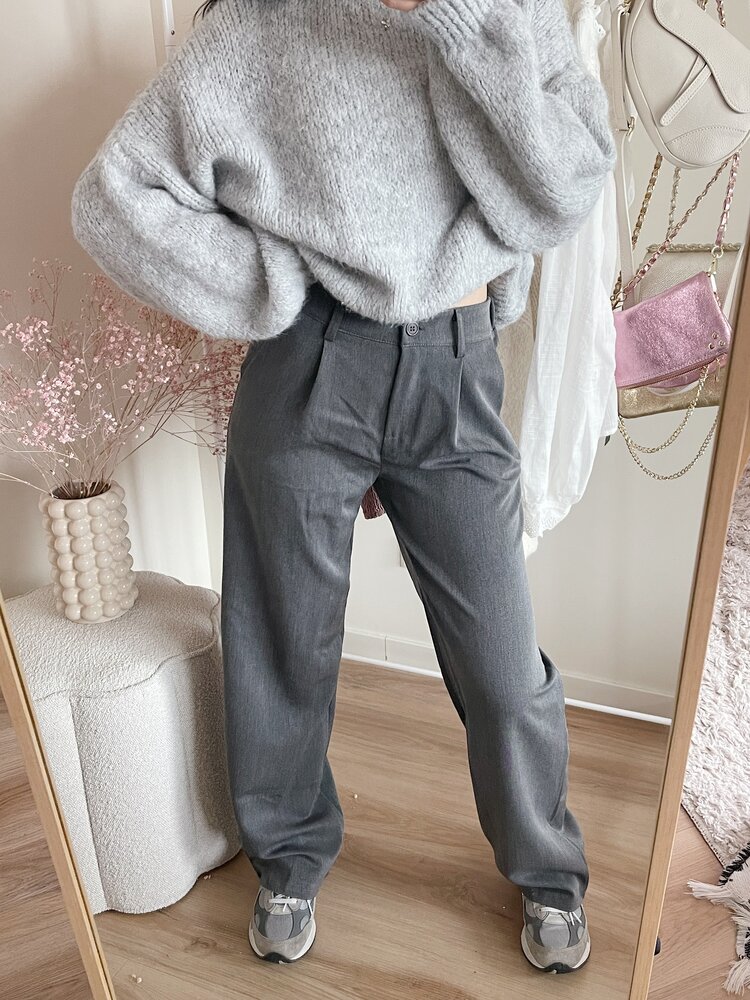 Rini Loose Straight Leg Trousers / Washed Grey