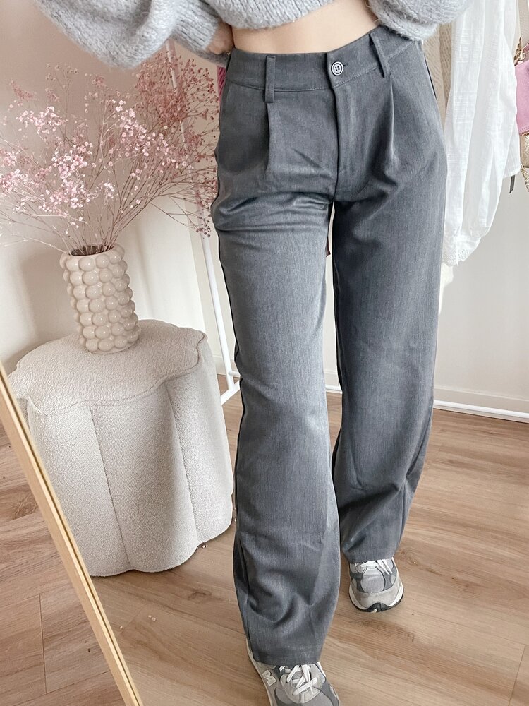 Rini Loose Straight Leg Trousers / Washed Grey