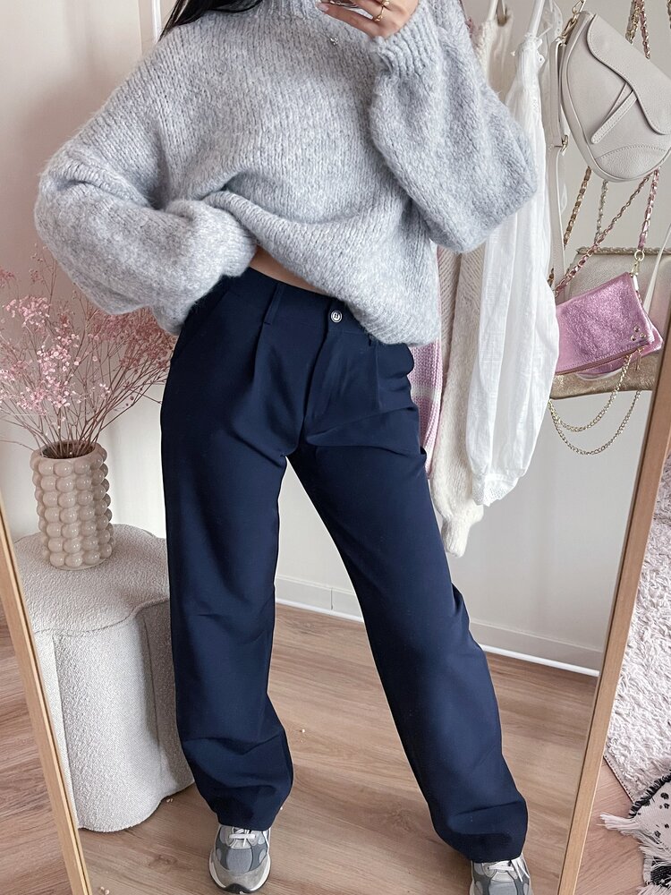 Rini Loose Straight Leg Trousers / Navy