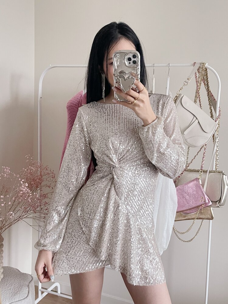 Kalei Sequin Dress / Champagne