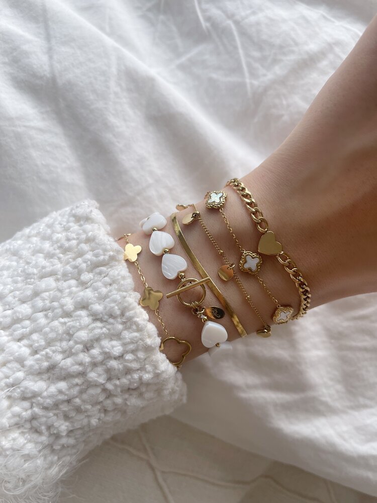 Silver Simple Heart Chain Bracelet