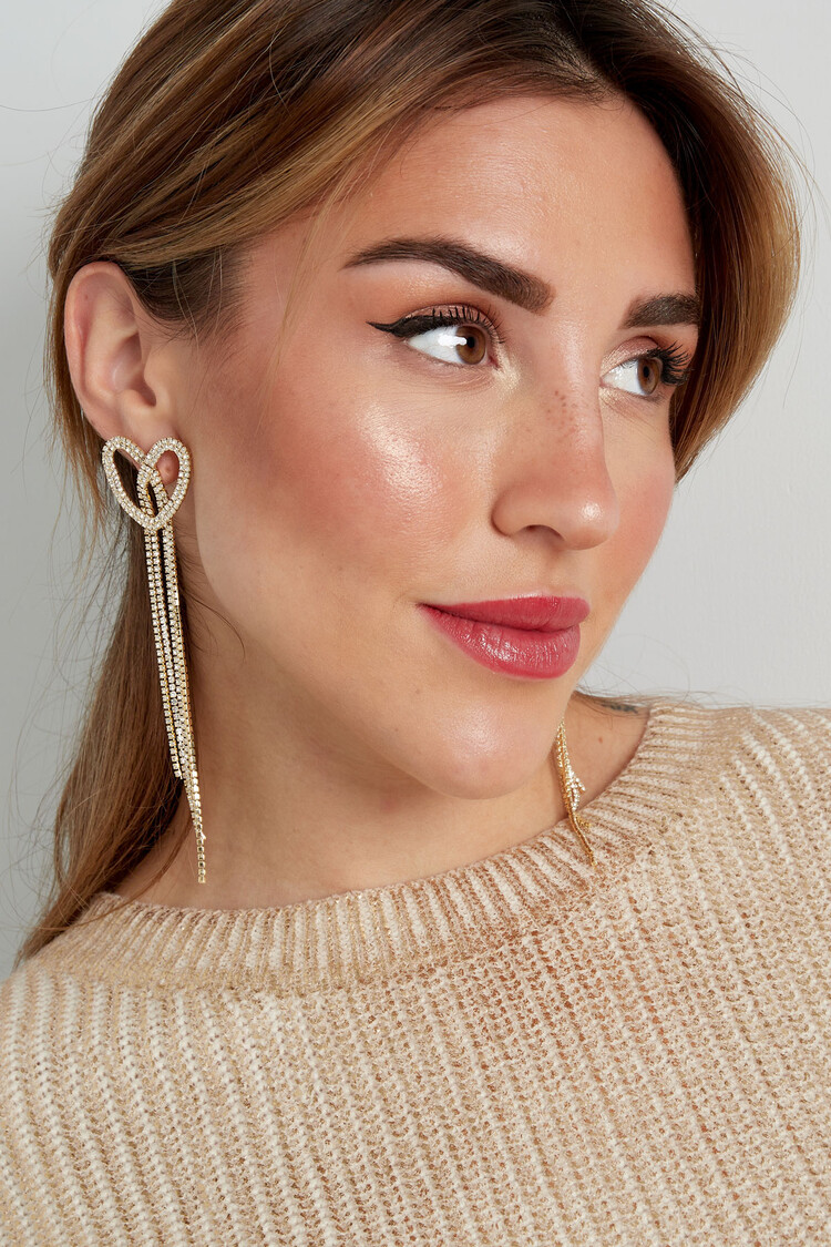 Gold Heart Sparkle Party Earrings