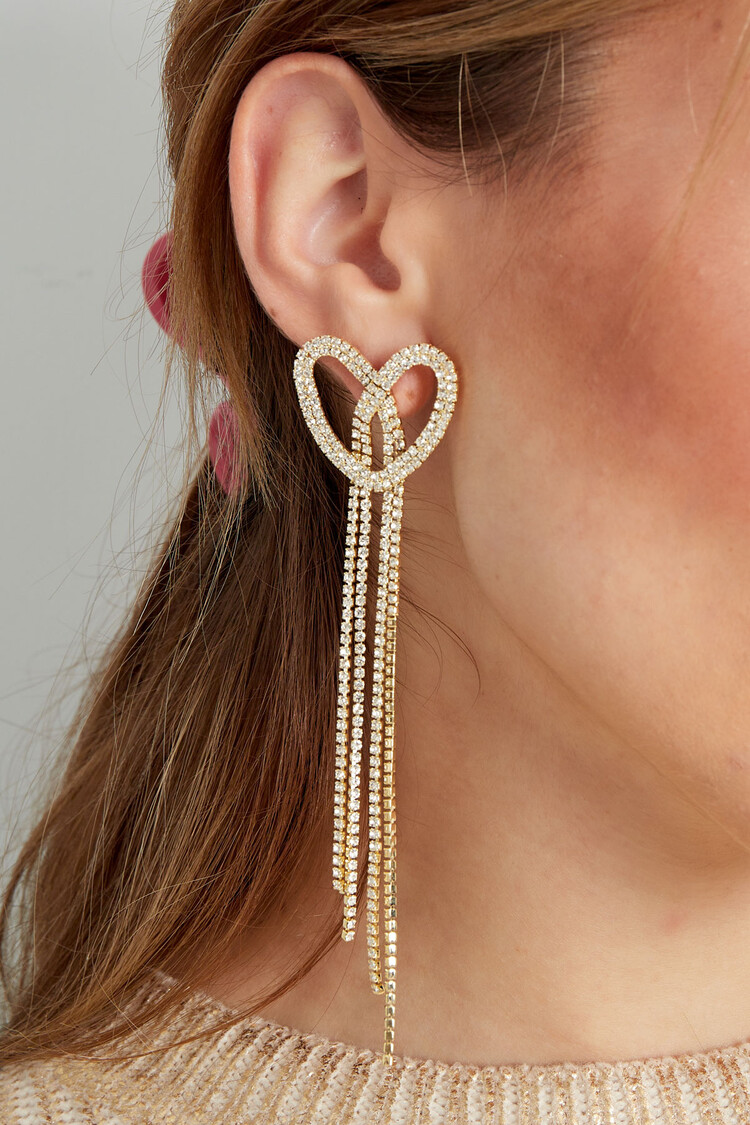 Gold Heart Sparkle Party Earrings