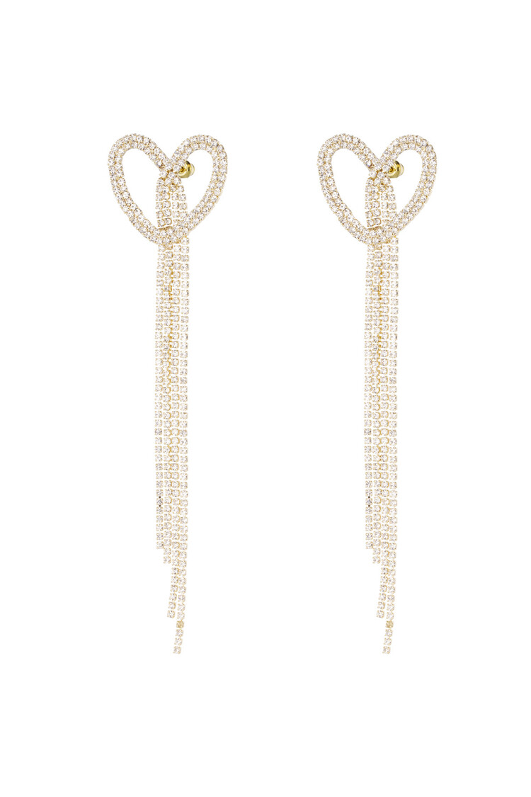 Gold Heart Sparkle Party Earrings