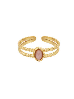 Gold Stone Double Ring / Pink