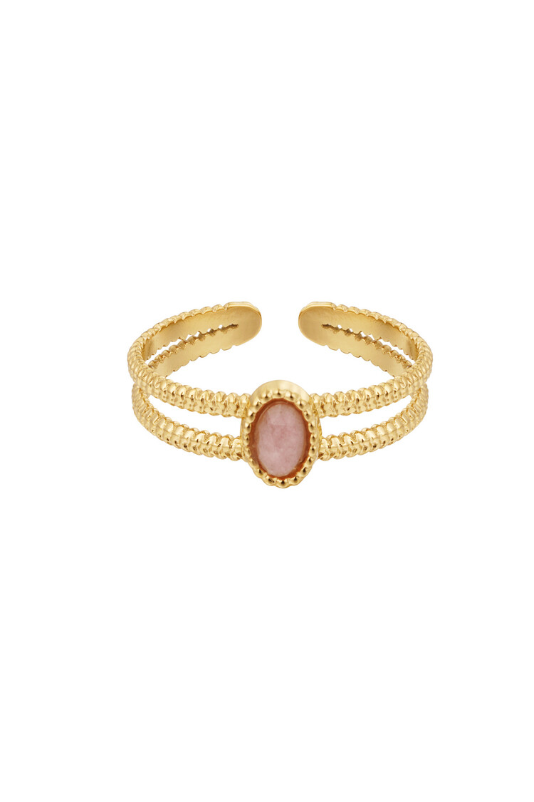 Gold Stone Double Ring / Pink