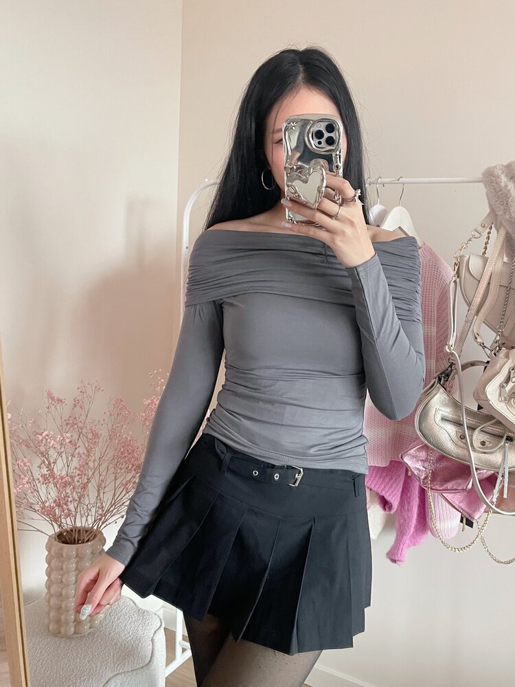 Faria Off Shoulder Top / Dark Grey