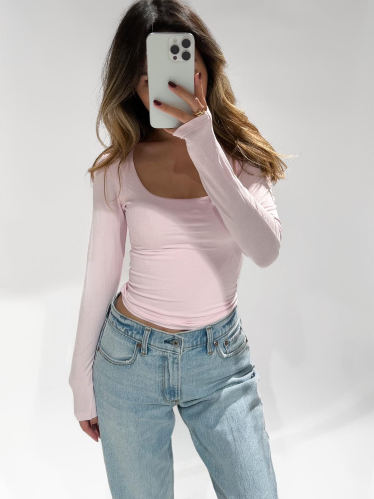 Rikka Basic Long Sleeve Top / Baby Pink
