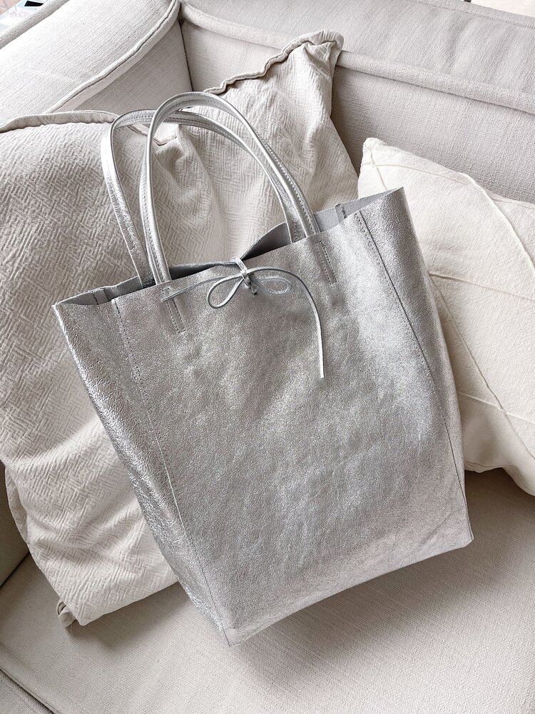 Franka Shopper Shoulder Bag / Metallic Silver