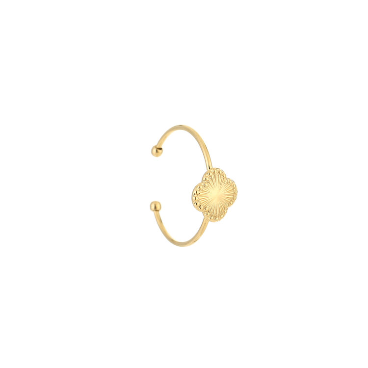 Gold Textured Clover Ring