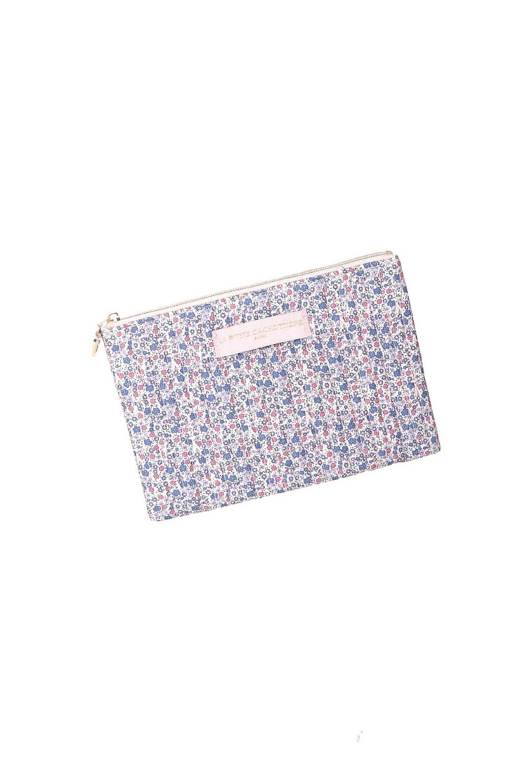 Lizzie Flower Pouch / Blue & Pink