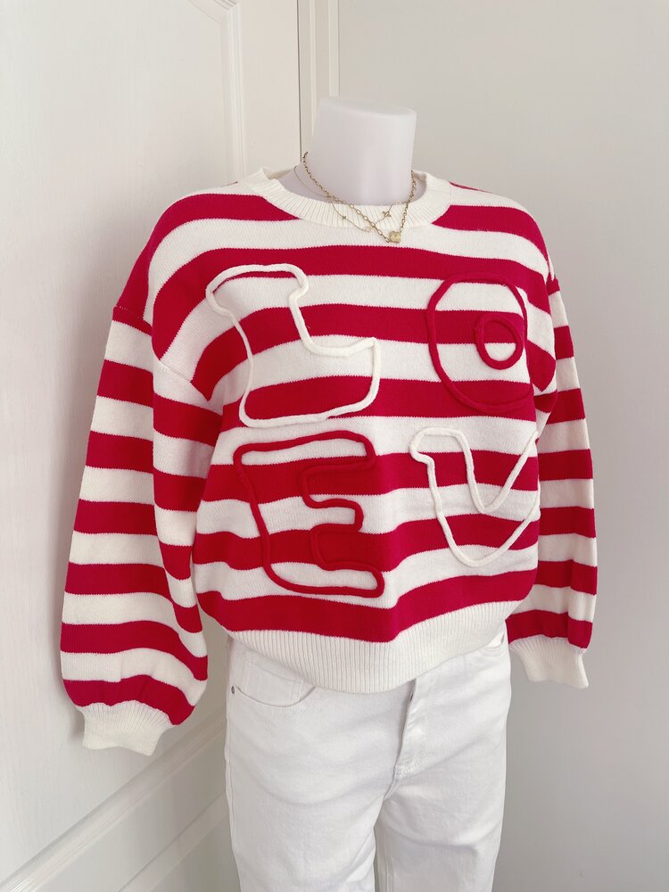 Issey Striped Love Sweater / Red