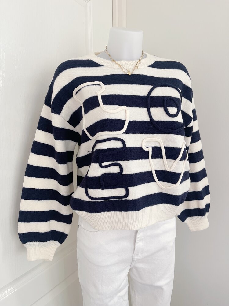 Issey Striped Love Sweater / Navy