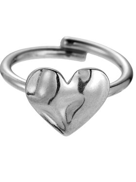 Silver Structured Heart Ring