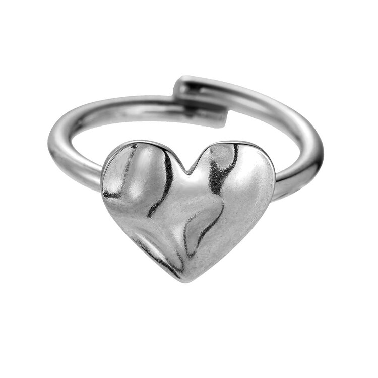 Silver Structured Heart Ring