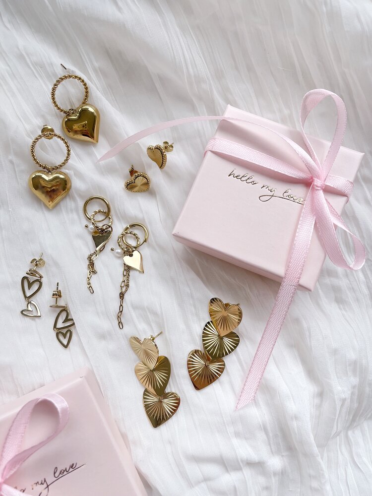 Gold Heart Pearl Dangle Party Earrings