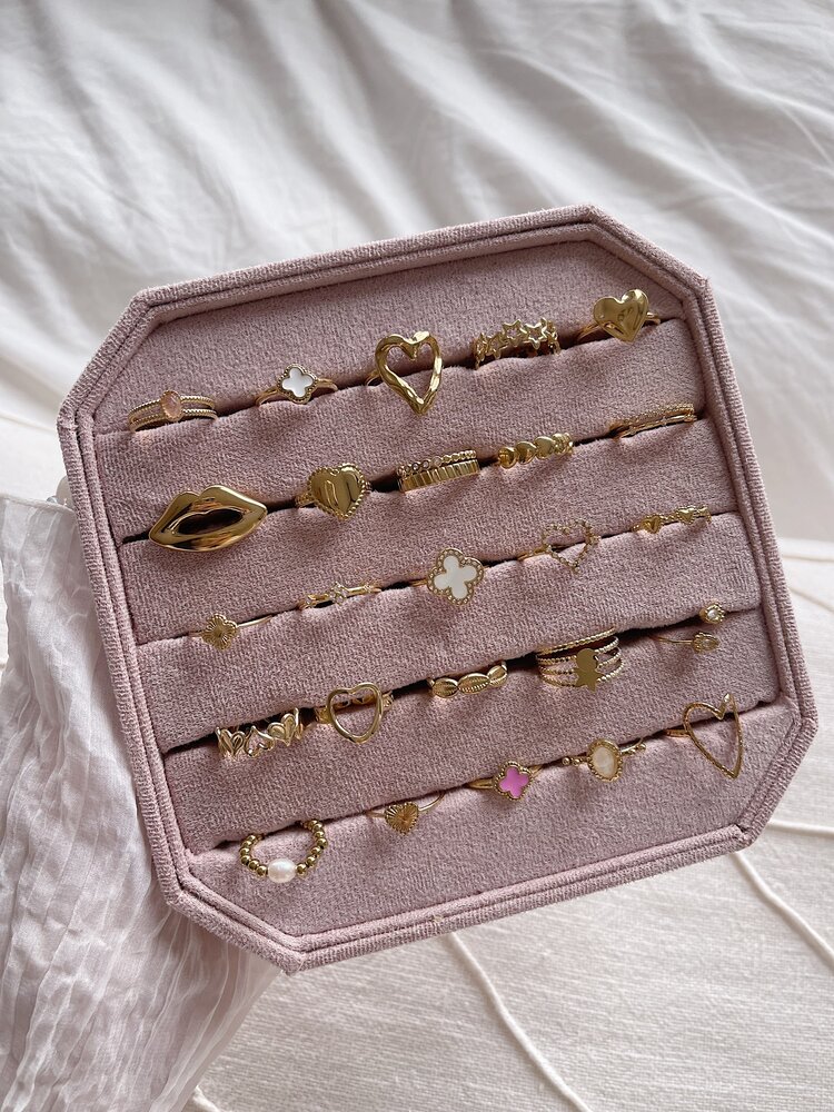 Gold Stone Double Ring / Pink