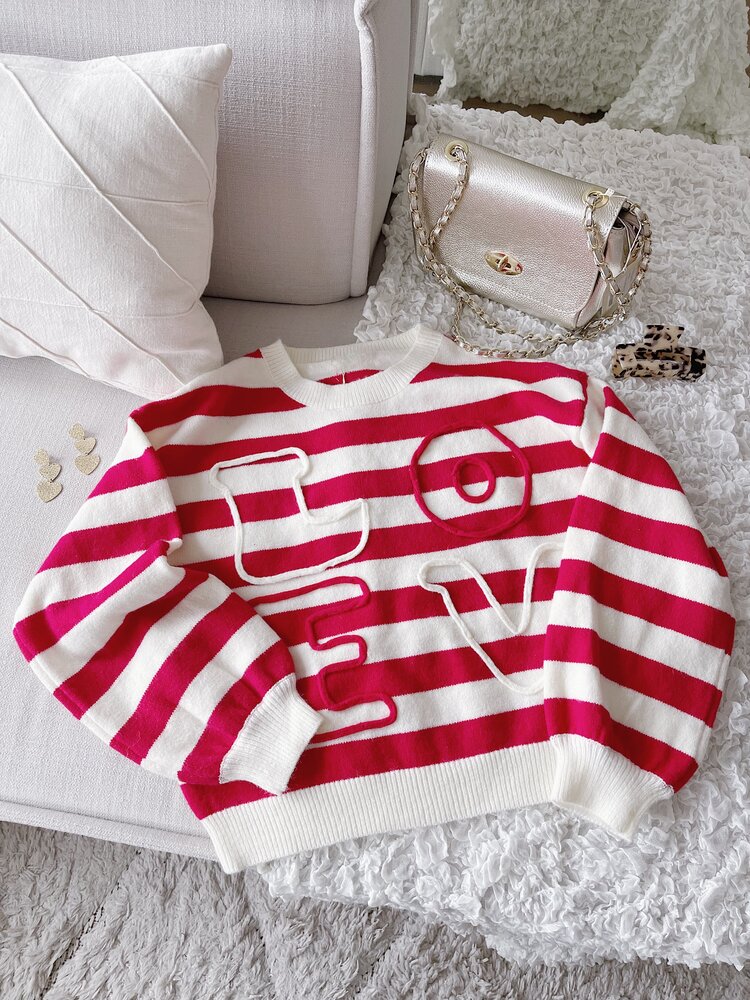 Issey Striped Love Sweater / Red