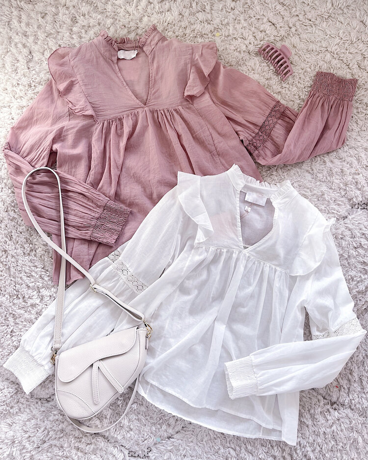 Lenae Ruffle Blouse / White