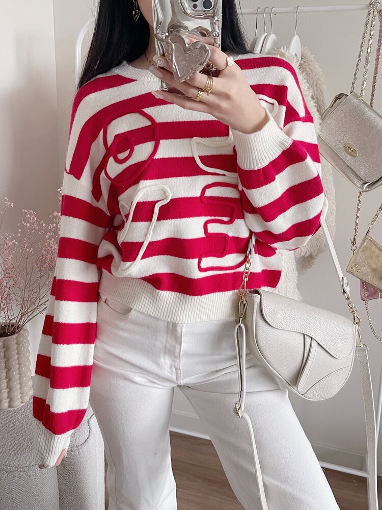 Issey Striped Love Sweater / Red