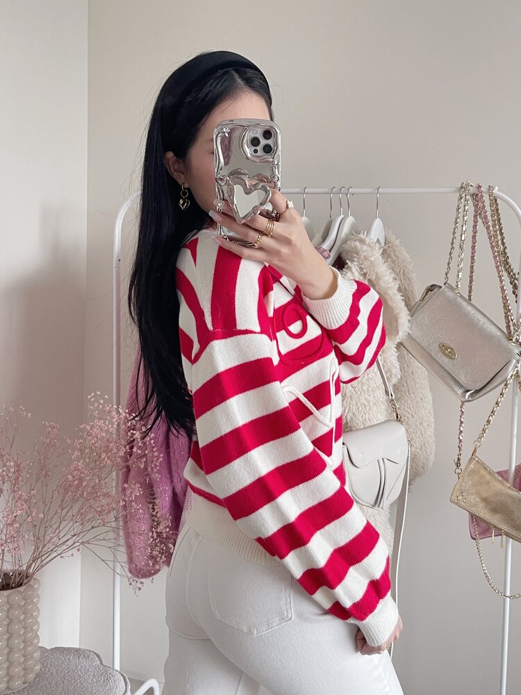 Issey Striped Love Sweater / Red