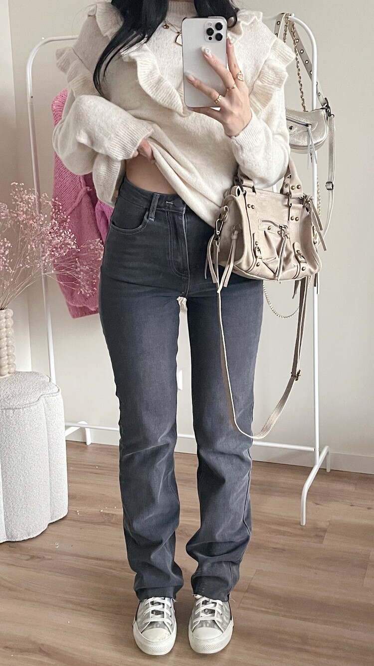 Rowa Straight Leg Jeans / Dark Grey (TALL)