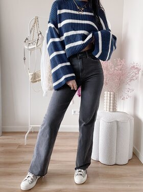 Xylia Wide Leg Split Jeans / Blue