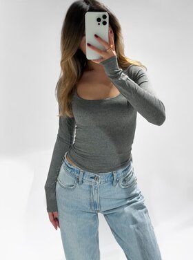 Rikka Basic Long Sleeve Top / Dark Grey