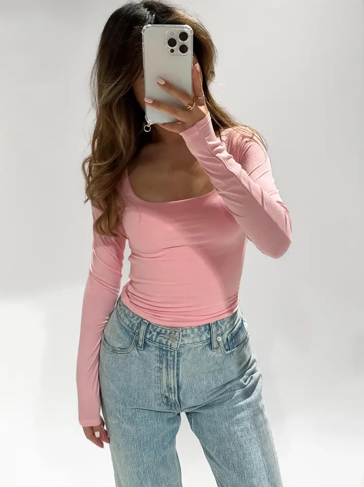 Rikka Basic Long Sleeve Top / Rose Pink