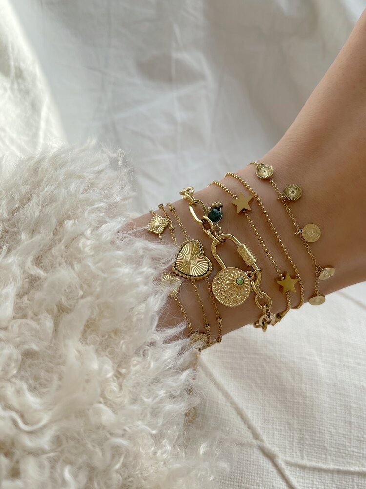 Gold Round Star Coins Bracelet