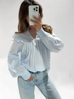 Lenae Ruffle Blouse / Light Blue
