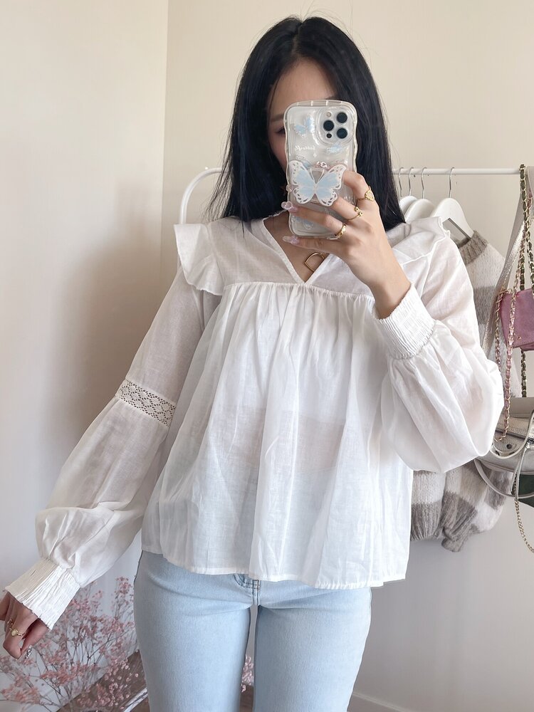 Lenae Ruffle Blouse / Baby Pink