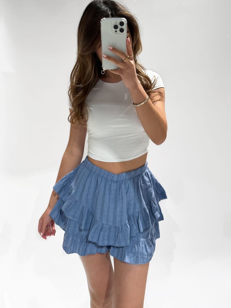 Florence Ruffle Skort / Denim Blue