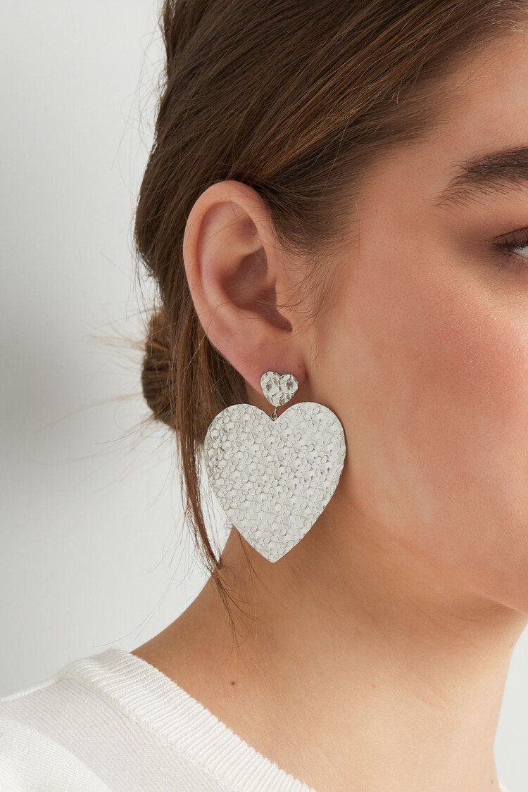 Gold Large Heart Plate Earrings