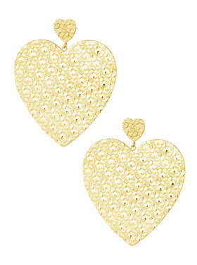 Gold Large Heart Plate Earrings
