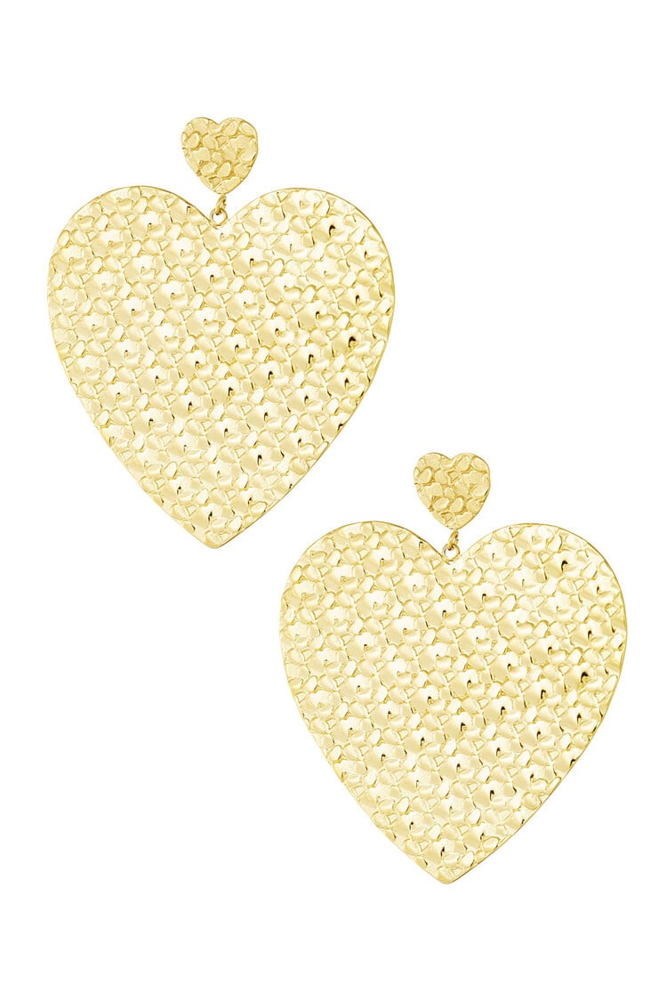Gold Large Heart Plate Earrings