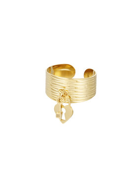 Gold Lock & Key Ring