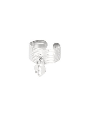 Silver Lock & Key Ring