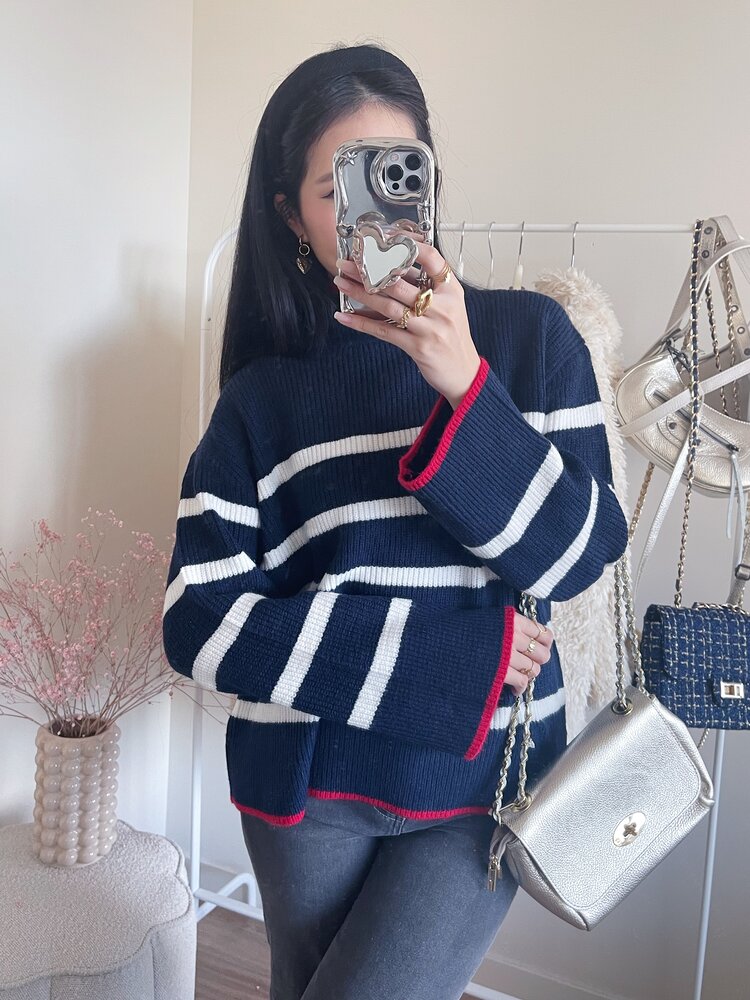 Celine Striped Sweater / Navy