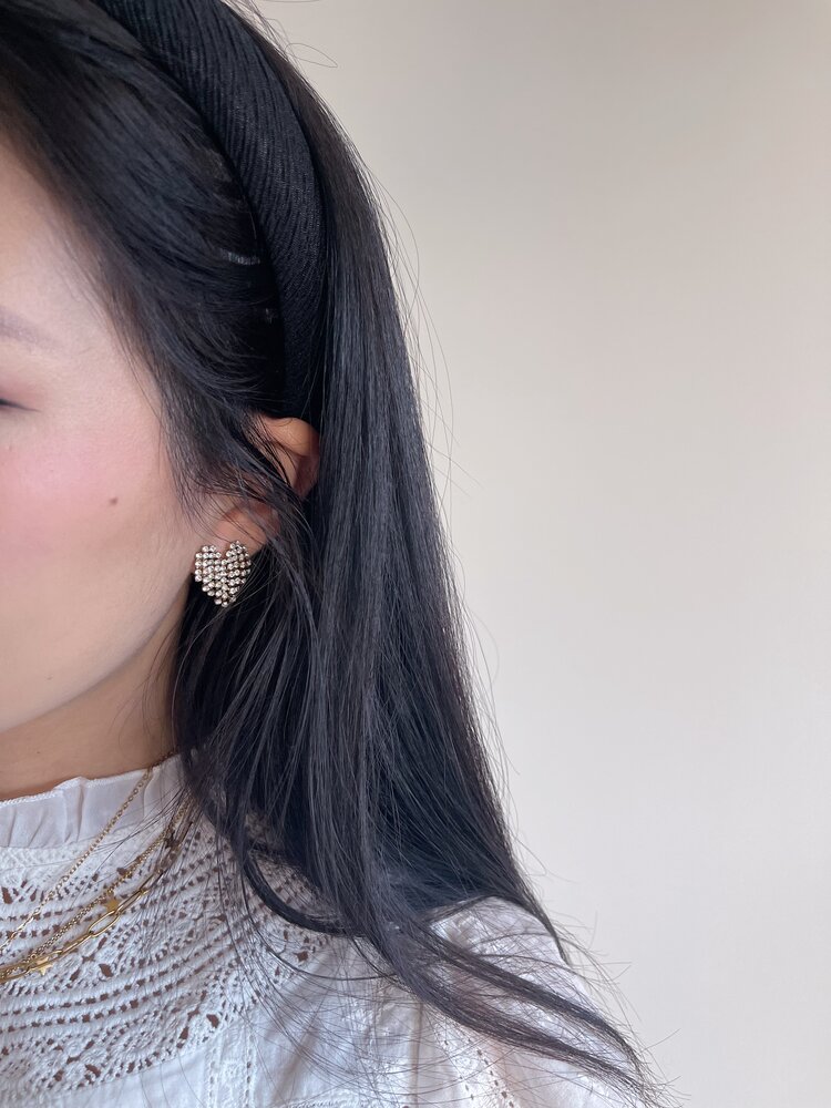 Gold Heart Strass Earrings