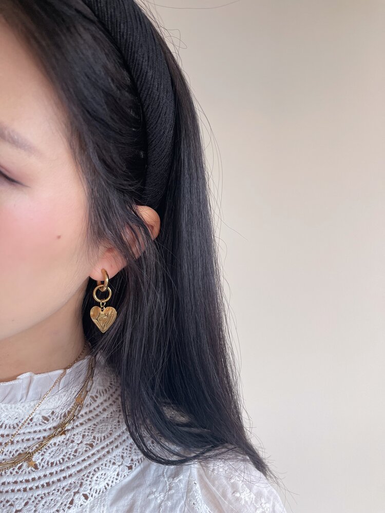 Gold Chunky Heart Earrings