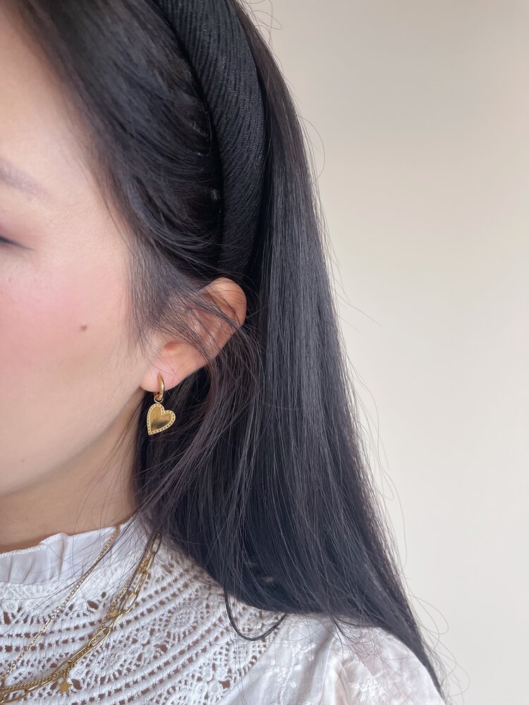 Gold Hanging Heart Earrings