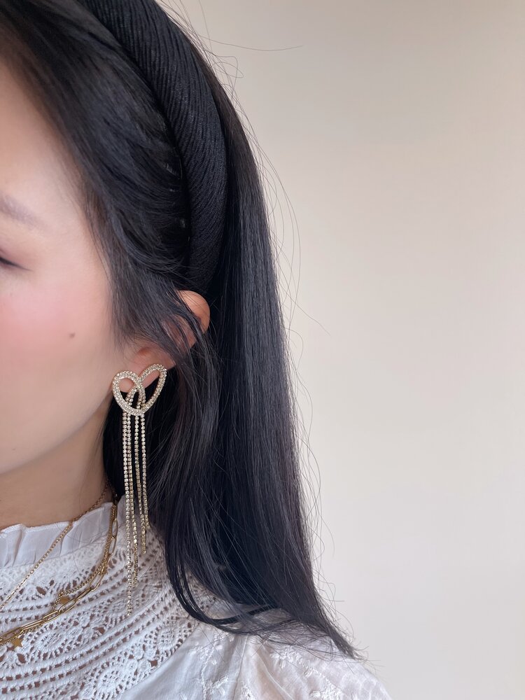 Gold Heart Sparkle Party Earrings