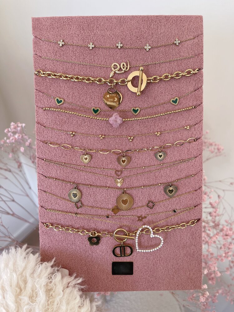 Gold Double Chain Tiny Heart Necklace