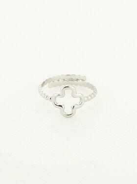 Silver Hollow Clover Ring