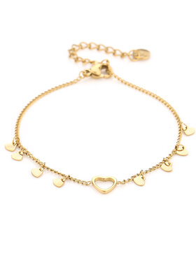 Gold Little Heart Charms Bracelet