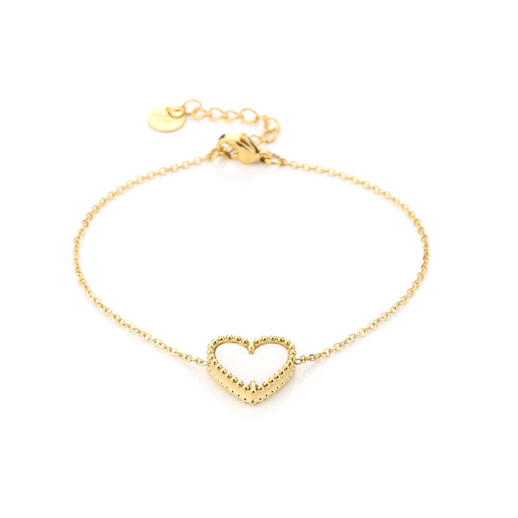 Gold Heart Of Mine Bracelet / White