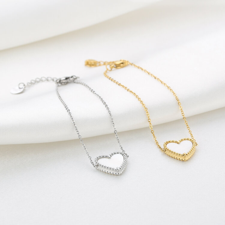 Gold Heart Of Mine Bracelet / White