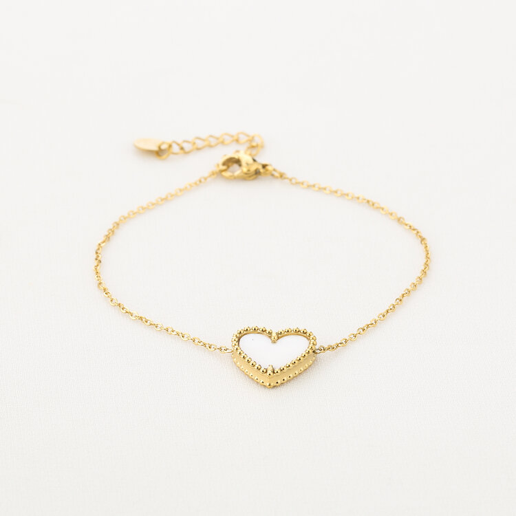 Gold Heart Of Mine Bracelet / White